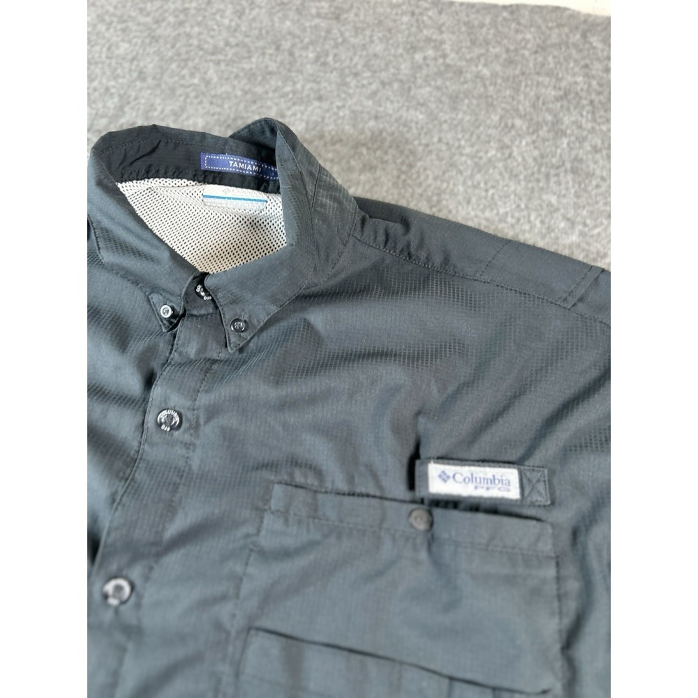 Columbia Tamiami Shirt Mens 3XL 3XF  Black Short Sleeve Fishing Omni Shade